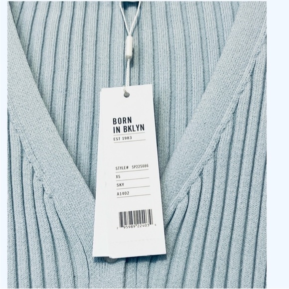 525 America Long Sleeve Ribbed Dress Set - Beige and Light Blue - Picture 7 of 13